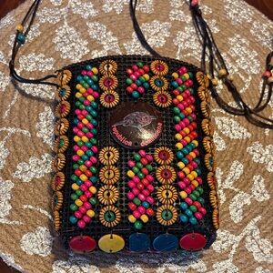 Multicolored Beaded Crossbody Bag